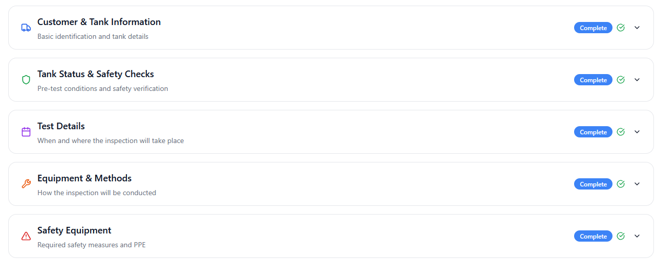 Placeholder showing the inspection completion summary with next steps