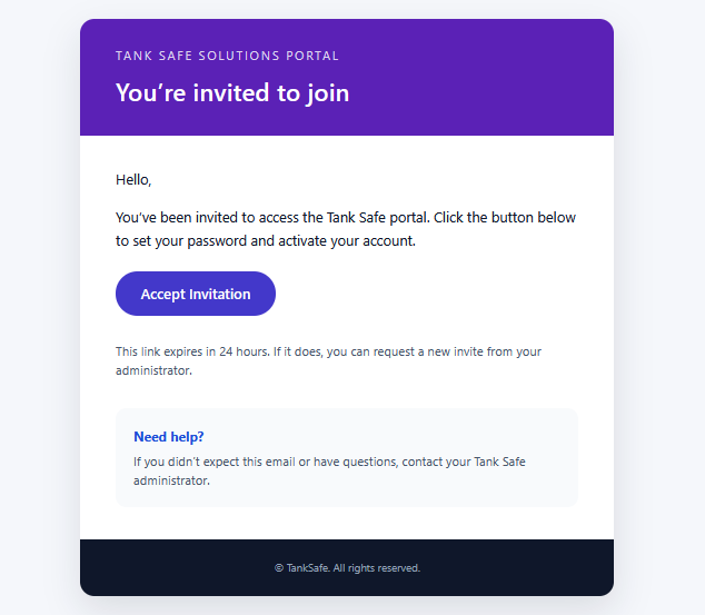 Invite Email in User Mailbox