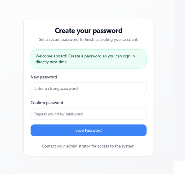 User Password Setup